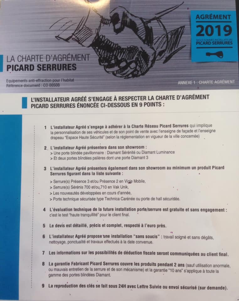 Agrément PICARD serrure