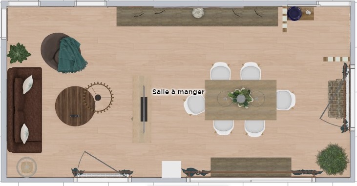 Salle/salon vue en perspectiv du dessus