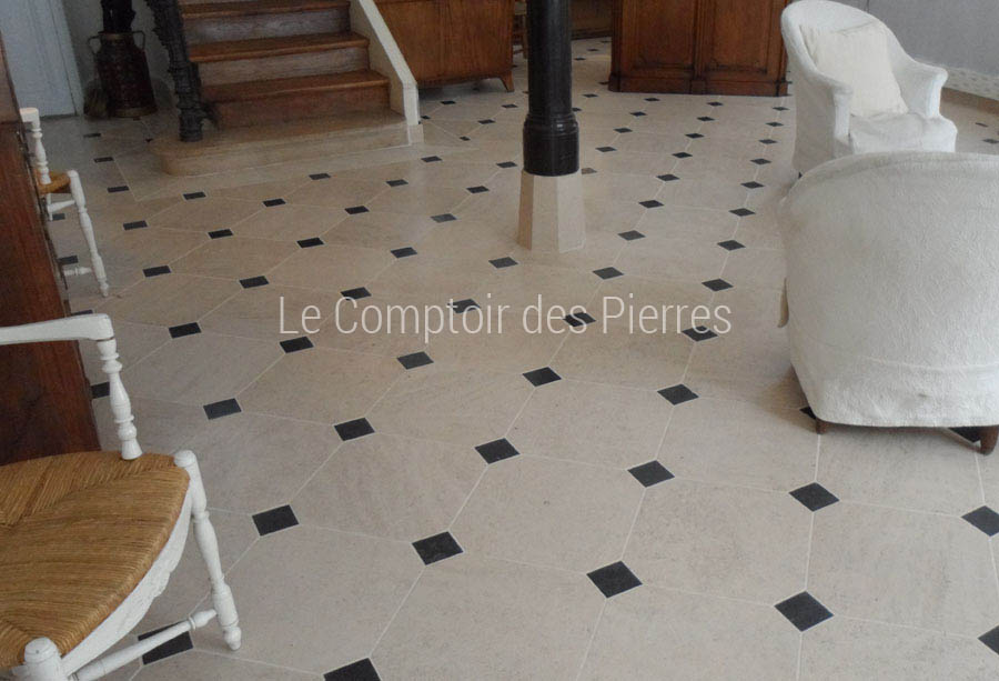 Dallage à cabochon - Charmot et Pierre Bleue Belge - Finition Adouci
