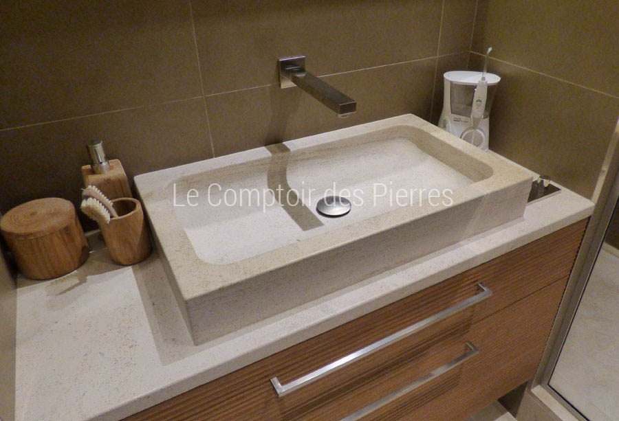 Vasque de salle de bain - Plan vasque en pierre naturelle