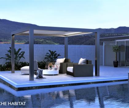 Pergola à lames orientables, éclairage LEDS