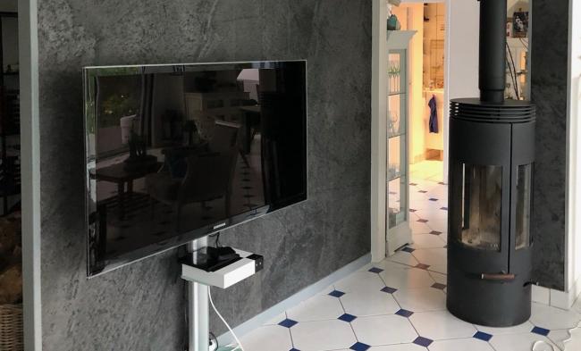 Décoration d'un séjour avec la feuille de pierre